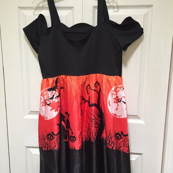 Rosegal Halloween Cold Shoulder Trick or Treaters Moon Bats Dress Size 1X NWT  M - Picture 13 of 13